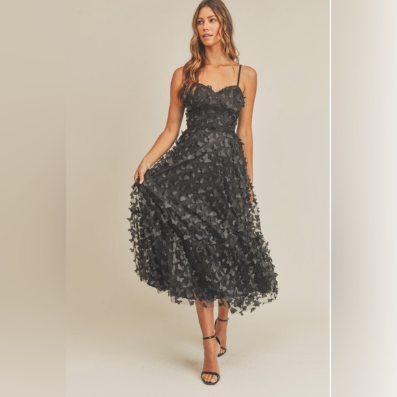 Mable Dresses & Skirts - Mable Black Butterfly Midi Dress